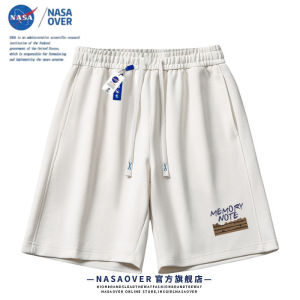 NASA Mens Casual Shorts Summer Beachwear Heavyweight Loose Straight Leg Pants Breathable Polyester Cotton Blend Printed T-Shirt
