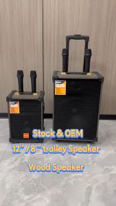 6000W 4Pcs Bluetooth Speaker Wooden Bluetooth Portable Super Bass Speakers Trolly Wireless Fountction of TV/FM/Karaoke/Vedioke Speaker Free Wireless Microphone Q8  Q12