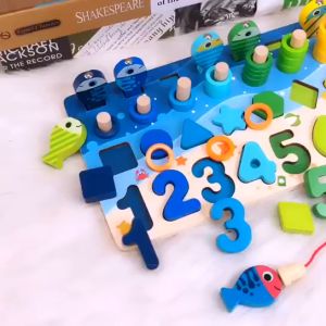 【Art Living】【1-2-3+ Years Old】 Kids Wooden Toys Number Puzzles Fishing Toys  幼儿童玩具数字积木钓鱼玩具早教拼图益智力开发1-2-3岁