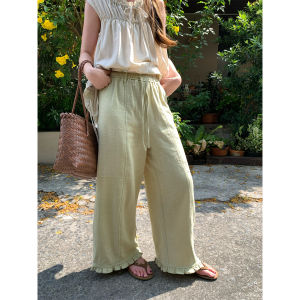 Linen Cotton Wide Leg Ankle Pants