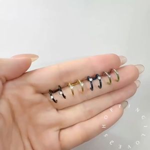 🇲🇾1pcs steel Korea new earrings non piercing studs hook clip chandelier hoop drop men women直销无耳洞耳夹镶钻耳夹不锈钢双C软骨耳饰钛钢U形型双圈鼻夹