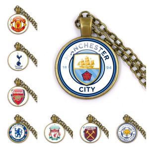 สโมสรฟุตบอลเรโทรทีมของขวัญแฟนหนุ่มสร้อยคอ Cabochon Liga Inggris หินเวลาแมนเชสเตอร์ซิตี้แมนเชสเตอร์ยูไนเต็ดฮ็อตซีฮอทสเปอร์