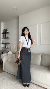 Chân váy Jean dáng đuôi cá nhẹ GYOMADE® chất Jean co giãn lưng cao tôn dáng | GV029