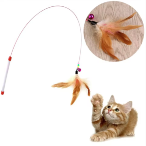 Hot Sale Steel Wire Teasing Cat Stick New Butterfly Colorful Turkey Feathers Fish Cute Bell Playing Toys Supplies
