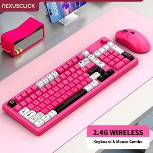NexusClick 98 Keys 2.4G Wireless Keyboard Mouse Combo Low Power Mechanical Feel Set for Notebook Computer Home Office Gaming