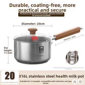 KBH | Non-Coating 316L Stainless Steel Baby Food Pan Multifunctional