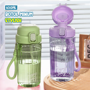 Botol Minum Portable Botol Olahraga Kantor Sekolah 650ML Dengan Flip Dan Sedotan Anti Tumpah /YH-8007