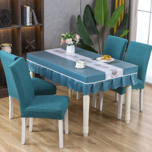 2024 New Arrival Dining Tablecloth Chair Cover Full Set Combination Tablecloth Waterproof Oil-Proof Slip-Proof Elastic Fabric Neutral Chair Cover