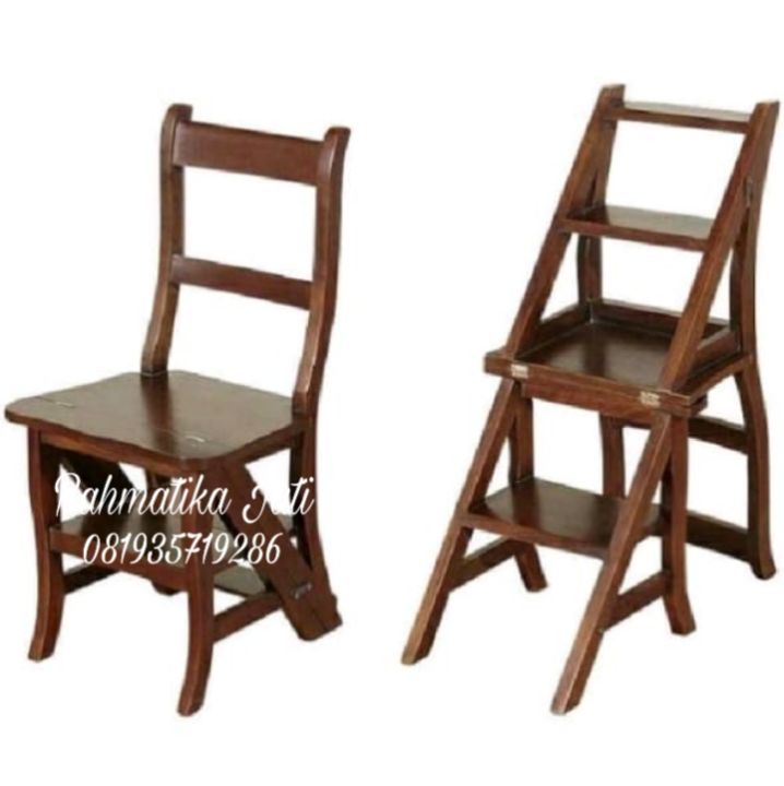 kursi tangga lipat kayu jati | Lazada Indonesia