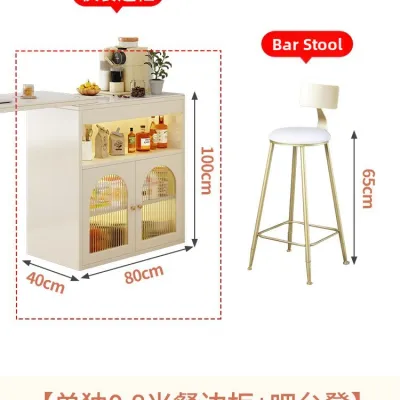 Modern Creamy Style Island Bar Table Cabinet