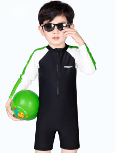 Momasong Kids Swimsuit Boys Children One-Piece Long Sleeves Swimsuit Professional Training Student Boy Swimsuit