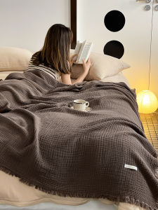 Pure Cotton Knitted Suzhou Flowery Blanket Office Sofa Cover Modern Simplicity Decorative Throw Retro Japanese Style Living Room