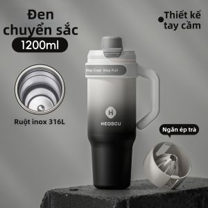 NIRMEI | Tách Uống Có Ống Hút Cách Nhiệt Lớp Sứ Phủ Titan