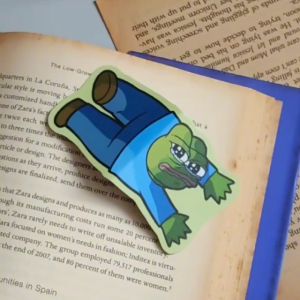 Pepe the Frog / Apu Spills His Tendies Funny Meme Chibi Magnetic Bookmark