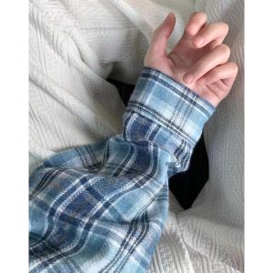 Summer Thin American Retro Pure Cotton Gingham Shirt Womens Ins Loose Leisure College Style Mid Length Long Length Shirt Outwear