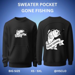 Hoodie Sweater Jumper HSCLO Gone Fishing Bahan Fleece Jaket Lengan Panjang Ukuran Jumbo Big Size XS S M L XL XXL 3XL 4XL 5XL