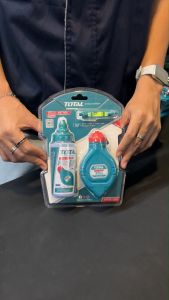 Total บักเต้าสีเส้น + ผงชอล์ค + ระดับน้ำจิ๋ว 3 ตัวชุด ยาว 30 เมตร รุ่น THT661301 / THT666301 ( Chalk Reel )