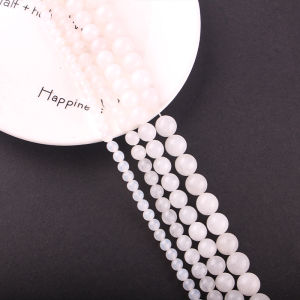 ลูกปัดคริสตัลธรรมชาติแบบกลม DIY Handmade Half Finished Natural Crystal Jewelry Accessories White Agate ลูกปัดวัสดุอื่นๆ
