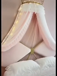 Khung màn treo công chúa viền bèo ba tầng ren hoa