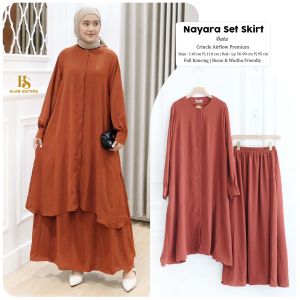 Setelan Long Tunik Rok Panjang Nayara Oneset Bahan Crinkle Airflow Busana Wanita Syari