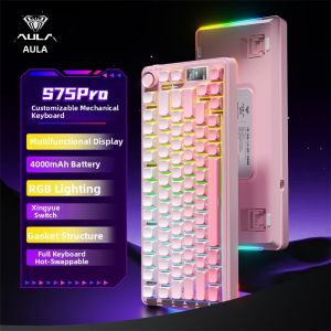 AULA | Bàn Phím Cơ AULA S75 PRO - Màn Hình Hiển Thị Thông Minh Tri-mode Gasket Mount LED RGB Hot-swap Chuyên Gaming