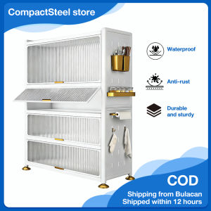 CompactSteel store Kitchen dust cabinet Kitchen Rack Kitchen Organizer Rustproof Storage Cabinet Carbon Steel Multi-function Rack Enclosed Rack