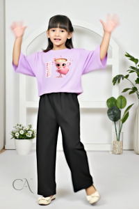 Setelan Crop Top Kulot Anak Perempuan Karakter Ballerina Cappucina | karakter Anomali 6 - 14 tahun