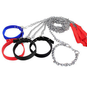 Stainless Steel Dog Chain and Collars Dog Leash Big Dog Chain Dog Collar Adjustable Durable 1.2M/1.7M
