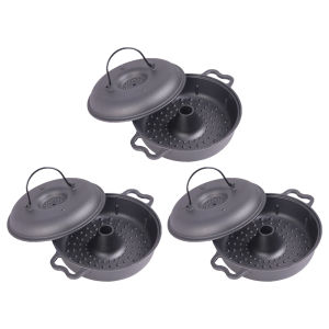 [UEB Mall] Iron Roasted Sweet Potato Pan W/Lid Garlic Baker for Picnic Camping Patio