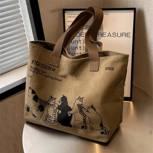 Womens Fashionable Canvas Tote Bag Spacious Durable Shoulder Bag with Zipper Closure Classic Design for Work