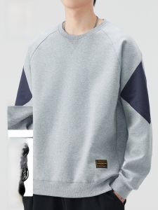 ROMON | เสื้อยืดคอกลมแขนยาวทรงหลวมลำลองผ้าฝ้ายแท้ฤดูใบไม้ร่วงใหม่สำหรับผู้ชาย แฟชั่นลำลอง เสื้อเชิ้ตทรงหลวม เสื้อตัวบน เสื้อผ้าทำงาน