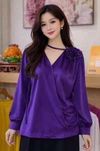 Áo kiểu lụa cao cấp đính hoa VT04-0326 - Nhẹ nhàng nhưng đầy khí chất – dành riêng cho quý cô yêu sự tinh tế