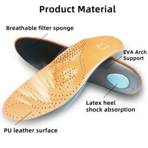 1 pair of high quality leather orthopedic insoles / flat arch support orthopedic silicone insoles / mens and womens soles insoles O/X leg correction inserts