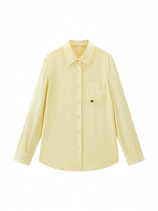 PEACEBIRD | Texture Linen Rayon Blend Cream Colored Long Sleeve Shirt