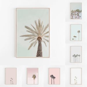 Tropical Plant Palm Trees Print Modern Botanical Pastel Wall Art Canvas Painting Dorm Living Room Bedroom Home Decoration