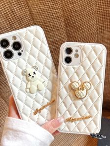 Noble White Fancy Violent Bear for Apple 15 Phone Case Iphone12promax Leather Apple 12 New Arrival 14pro Stylish 16 All-Inclusive Soft Case 13promax Female 3D Drop-Resistant