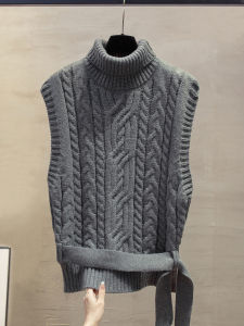 JIANDIYA | High Neck Loose Fitting Knitted Vest Sweater Cardigan