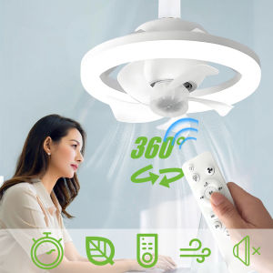 360°Rotating E27 Ceiling Fan Bulb LED Light with Remote Dimmable Ventillator Lamp for Home Lighting AC85-265V