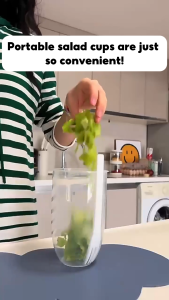 3In1 Portable 1000ML Salad Cup with Fork: Sauce Container & Food Storage Bento Box for School Work Lunch