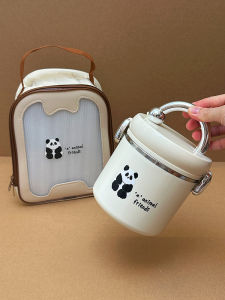 BaiChang Home Cute Bear Lunch Box with Handle Instant Noodles Bowl Student Dormitory Office Workers Handheld Bowl Stainless Steel