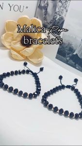 Gelang Kristal Hitam Emas 10K model serut Malica J5Ismoyo