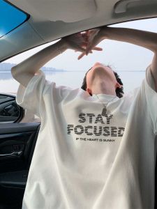 Hong Kong Style Japanese Style Ins Trendy Handsome Heavy Weight 100% Pure Cotton Short Sleeve T-shirt Mens Summer Loose All-Matching Fashion Brand American Style