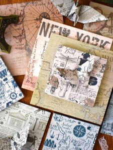 Retro Style Origami Fashion Style Poster Old Newspaper Homemade by Hand Paper Crane Special Square Folding Paper Material Package Large Kindergarten Kids Primary School Student Colored Paper Heart Art Work Paper