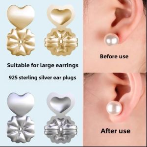 925 Pure Silver Earring Riser Anti-Loss Ear Plug Prevent Sagging Earring Auxiliary Device Adjustable Ear Stud Booster