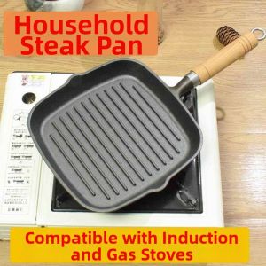 FENGHONGTAO | Heavy Duty Cast Iron Ribbed Grill Pan 24cm