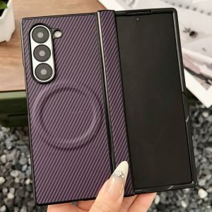 szhaiyu | For Samsung Galaxy Z Fold 8 Ultra Z Fold 8 7 6 5 4 Luxury Carbon Fiber Magnetic Hinge Case With Hard Soft Silicone Bumper Cover