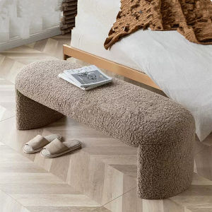 Minimalist Modern Cashmere Shoe Changing Stool Living Room Accessible Luxury Bed End Stool For Home Scandinavian Bench Stool Small round Dressing Stool