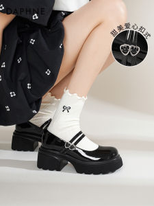 Daphne Mary Jane Shoes Womens 2025 New Style Spring Thick Heel Small Leather Shoes JK British Style Chunky Heel Single Shoes Women