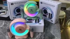 ลำโพงบลูทูธคาราโอเกะ ลำโพง2ดอก เสียง HIFI Blutooth Speaker+Microphone 2in1 โพงบลูทูธแบบพกพา ไมค์ช่วยสอน, ชาร์จได้, ไมค์ลอย, ไมค์ร้องเพลง