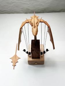 1Pcs Wooden Dragon Table Ornament Figurine Hand Carved Statue Symbolizing Luck & Prosperity Home Decor for Desk and Shelf
